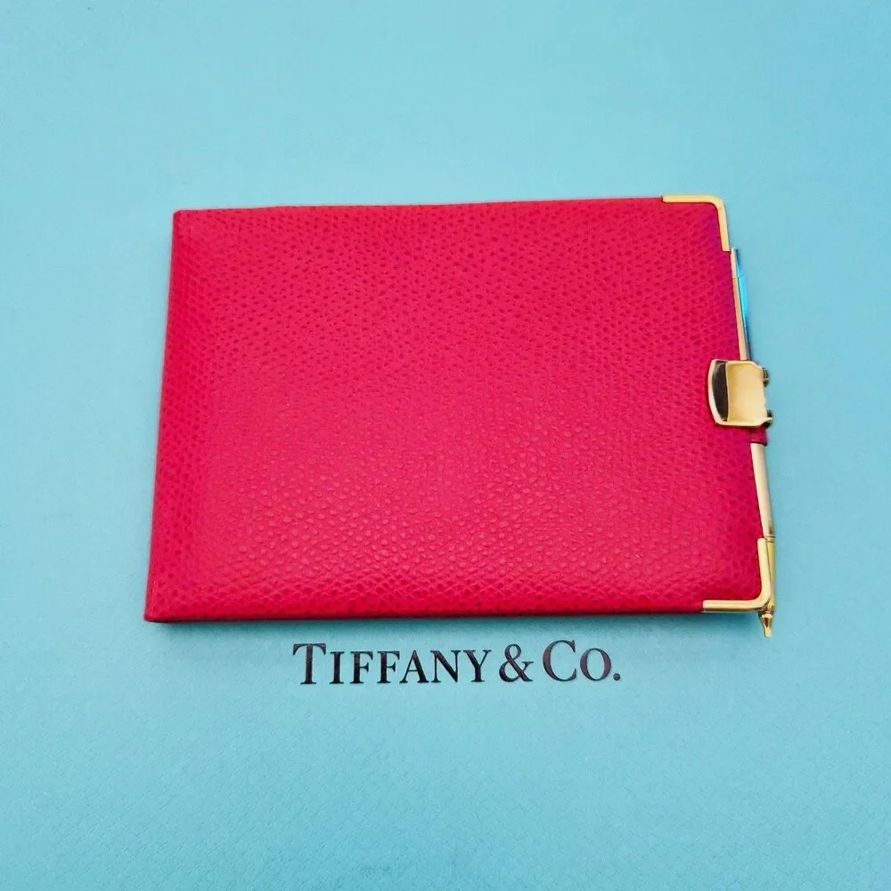 RARE Vintage Tiffany & Co. Red Leather Address Book Planner Gold Tone Pen France
